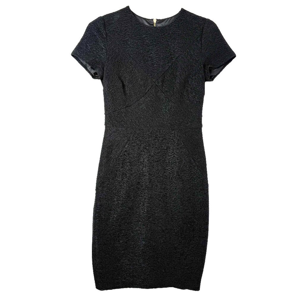 Ted Baker London Micro Plisse Texture Lined Midi Sheath Pencil Dress 2 Black